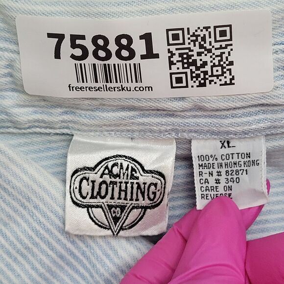 Vintage 90s Looney-Tunes Button Shirt XL 25x31 Pinstripe - Picture 9 of 16